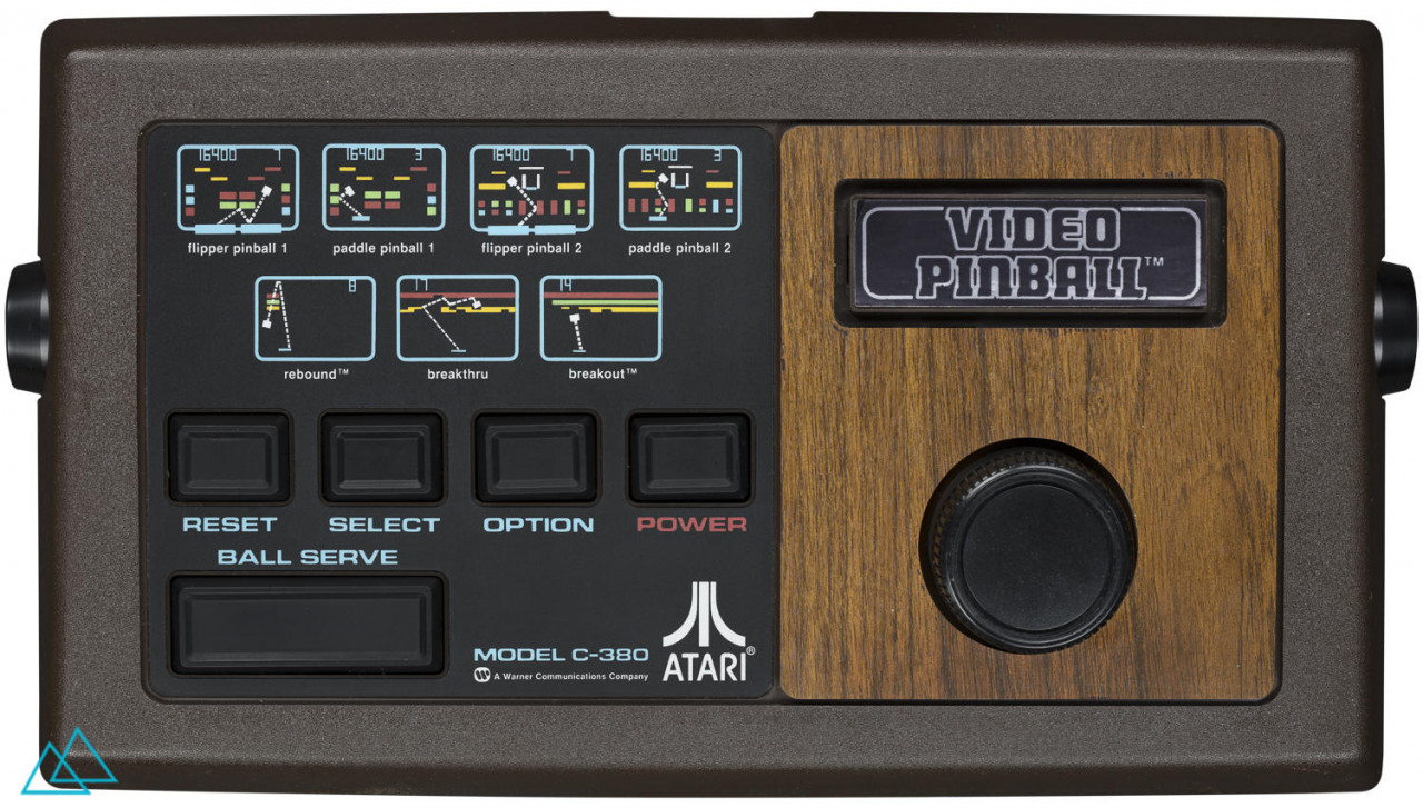 Top view dedicated video game console Atari Video Pinball (Woodgrain Version) Model C-380